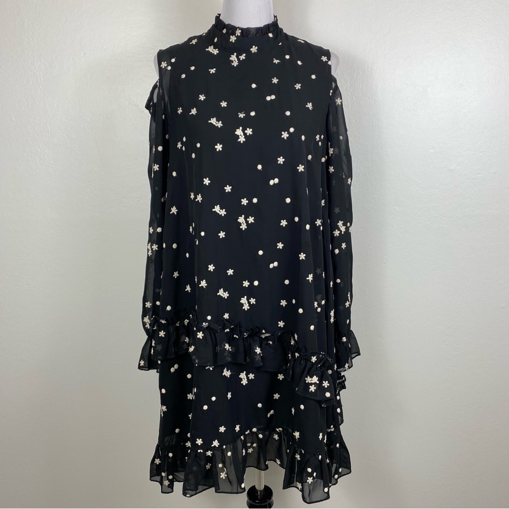 Sister Jane Cold Shoulder Ruffle Embroidered Dress